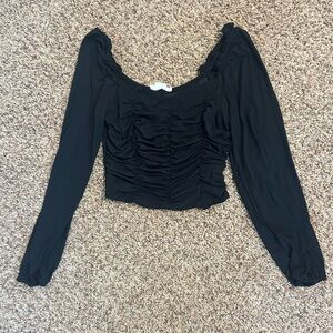 Elegant Black Ruched Women's Top